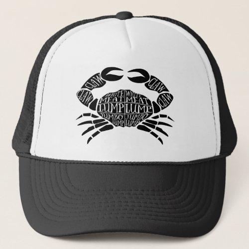 Crab fishmonger fisherman butcher meat cuts art trucker hat