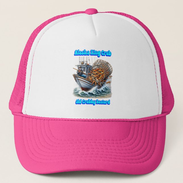 Crab Hunters Voyage Old Crabby Bastard  Trucker Hat (Front)