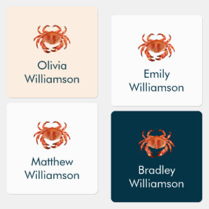 Crab Illustration Kids' Labels