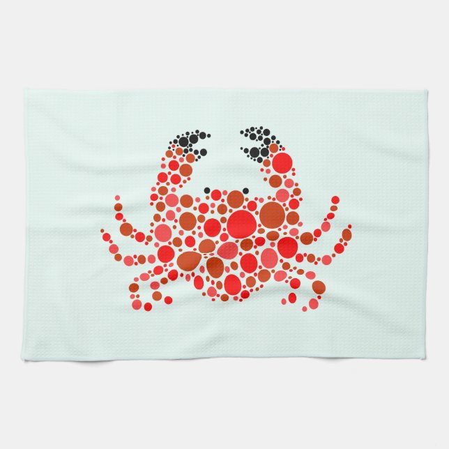Crab In Dots Kitchen Towel (Horizontal)