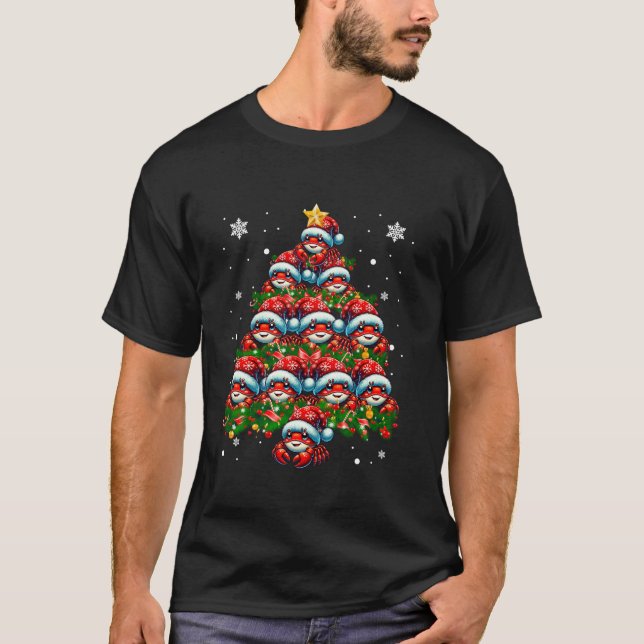 Crab Lighting Xmas Holiday Santa Crab Christmas Tr T-Shirt (Front)