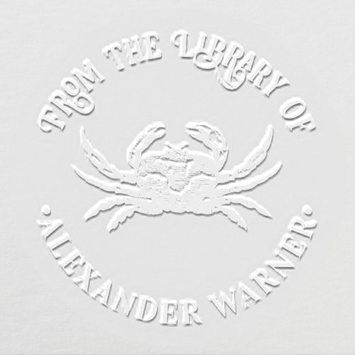 Crab Line Art Outline #6 Library Book Name Embosser