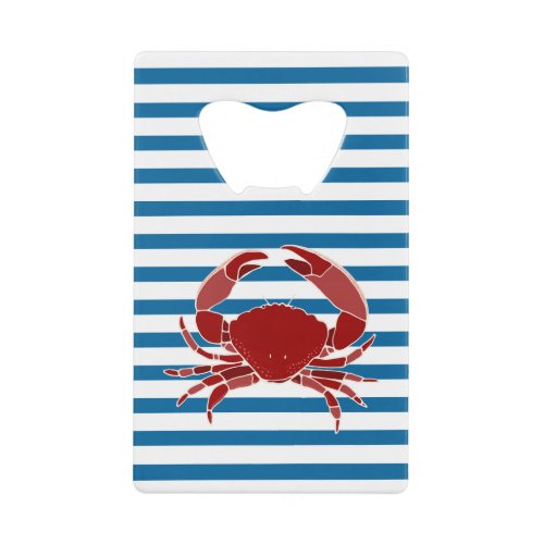 Crab Lobster Blue and White Stripe Bottle Opener