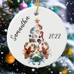 Crab Lobster Christmas Tree Crustacean  Ceramic Ornament<br><div class="desc">This design may be personalized by choosing the Edit Design option. You may also transfer onto other items. Contact me at colorflowcreations@gmail.com or use the chat option at the top of the page if you wish to have this design on another product or need assistance with this design. See more...</div>