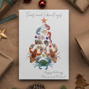 Crab Lobster Christmas Tree Crustacean Sea Card
