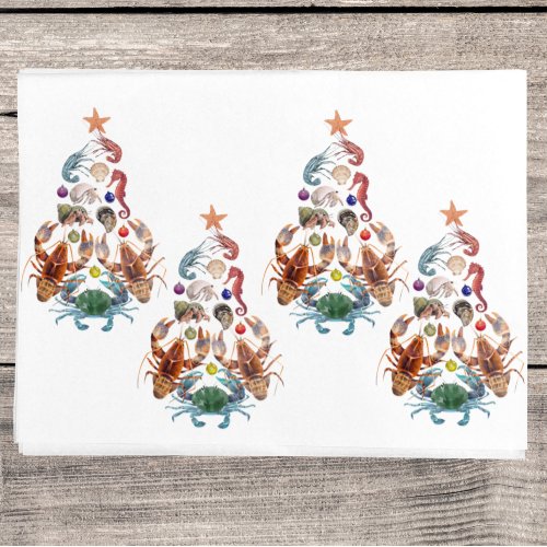 Crab Lobster Christmas Tree Crustacean Sea Holiday Tissue Paper