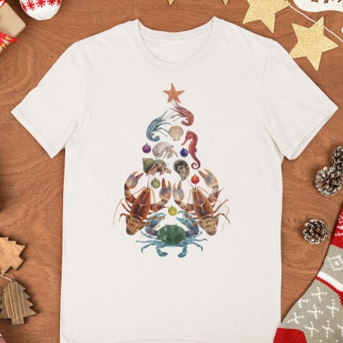 Crab Lobster Christmas Tree Crustacean T_Shirt