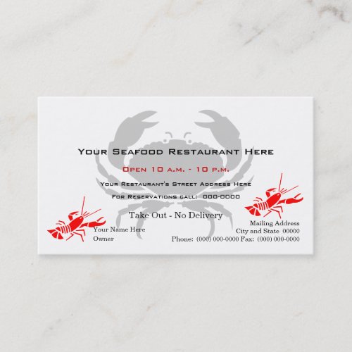 Crab Logo Seafood Restaurant Business Cards