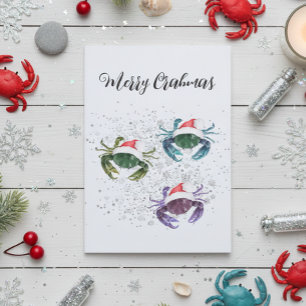 Crab Love Christmas Colorful Crustacean Holiday Card