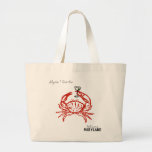 Crab Maryland Wedding  Large Tote Bag<br><div class="desc">Embrace the charm of Maryland with a Crab-themed wedding that celebrates the state's coastal heritage! Featuring a watercolor illustration of a playful Maryland blue crab, this design captures the spirit of the Chesapeake Bay. Perfect for invitations, favors, or decor, this theme highlights your love for Maryland’s iconic seafood and its...</div>