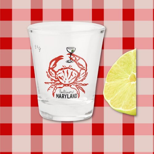 Crab Maryland Wedding  Shot Glass