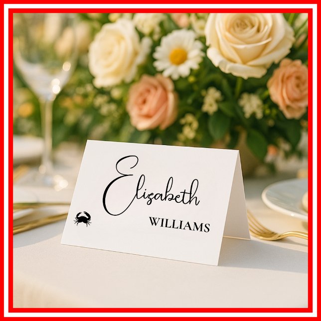 Crab Menu Modern Script Wedding Place Cards (Creator Uploaded)