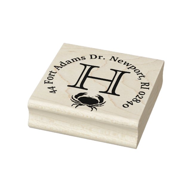 Crab Monogram Return Address Rubber Stamp (Stamp)