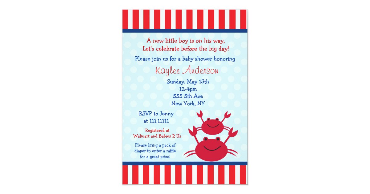 Crab Nautical Baby Shower Invitations | Zazzle.com