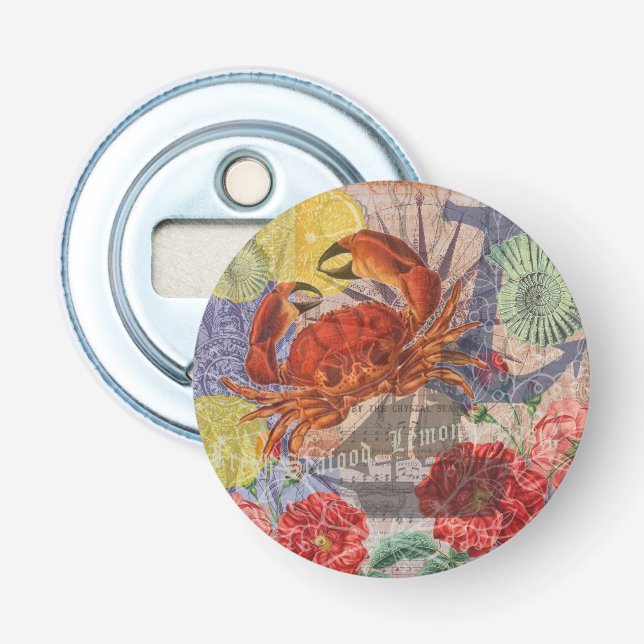 Crab Nautical Beach Seafood Art Bottle Opener (Front)