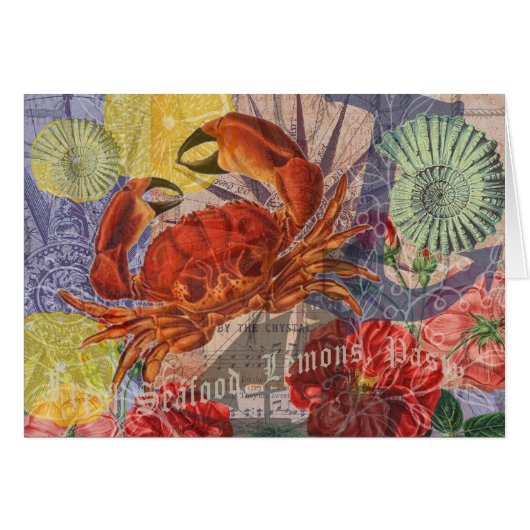 Crab Nautical Beach Seafood Art Cards (Front Horizontal)