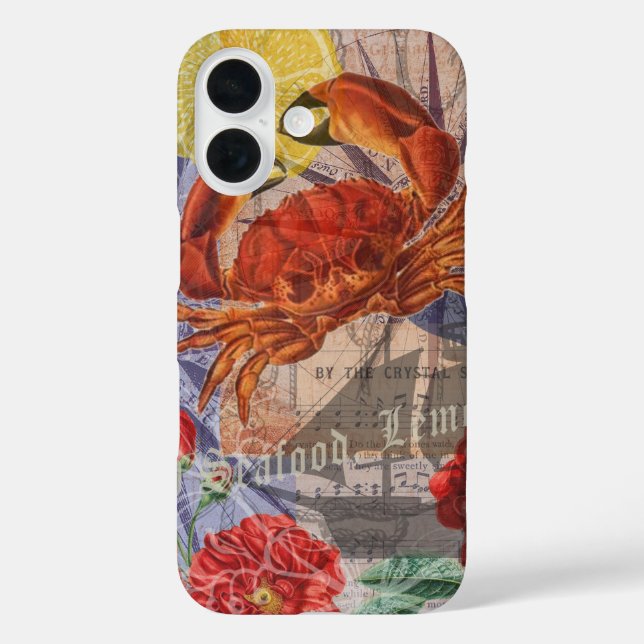 Crab Nautical Beach Seafood Art Case-Mate iPhone Case (Back)