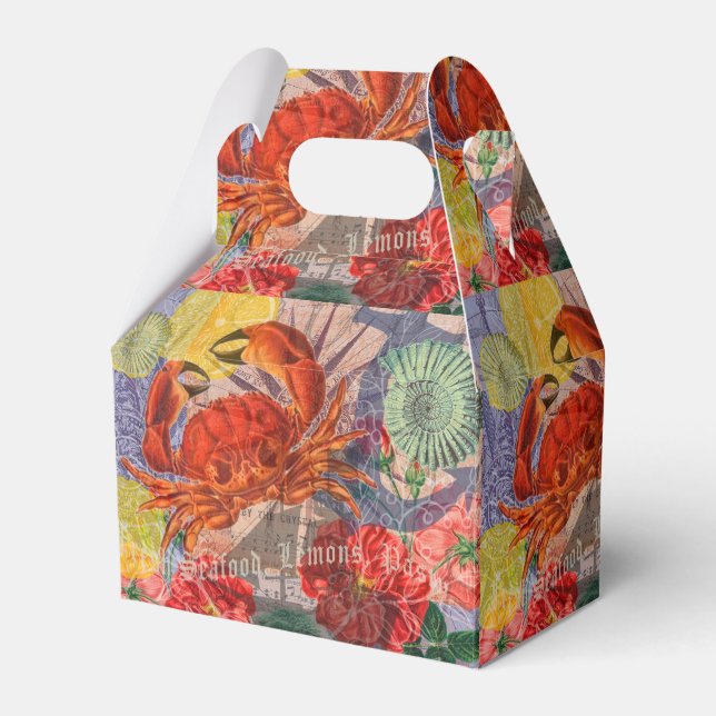 Crab Nautical Beach Seafood Art Favor Boxes (Front Side)