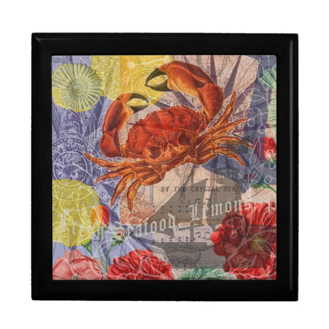 Crab Nautical Beach Seafood Art Gift Box (Front)