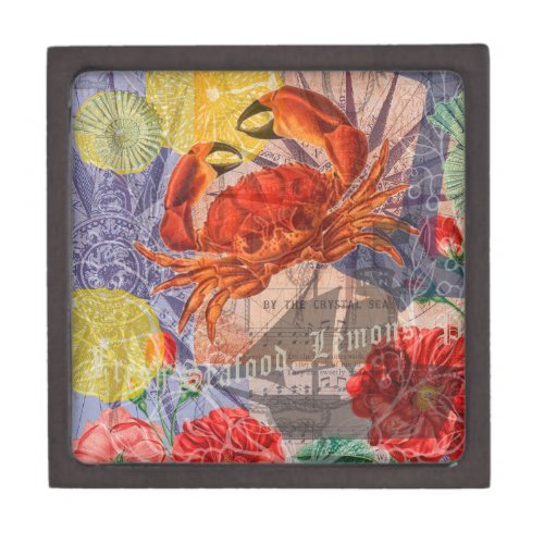 Crab Nautical Beach Seafood Art Gift Box