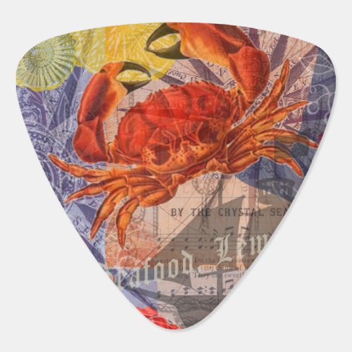 Crab Nautical Beach Seafood Art Guitar Pick