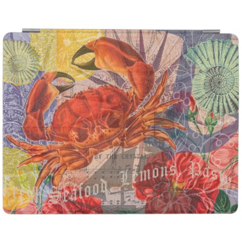 Crab Nautical Beach Seafood Art iPad Smart Cover