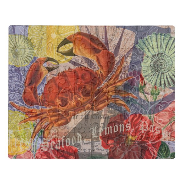 Crab Nautical Beach Seafood Art Jigsaw Puzzle (Puzzle Horizontal)
