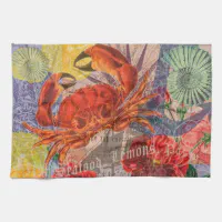 Crab Kitchen Towels, Beach Kitchen Towels, Nautical Kitchen Towels