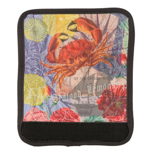 Crab Nautical Beach Seafood Art Luggage Handle Wrap