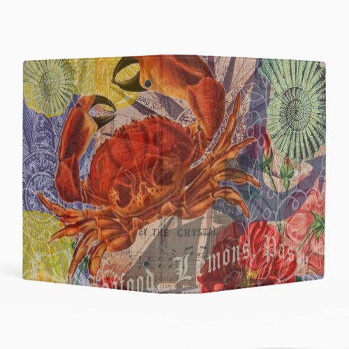 Crab Nautical Beach Seafood Art Mini Binder