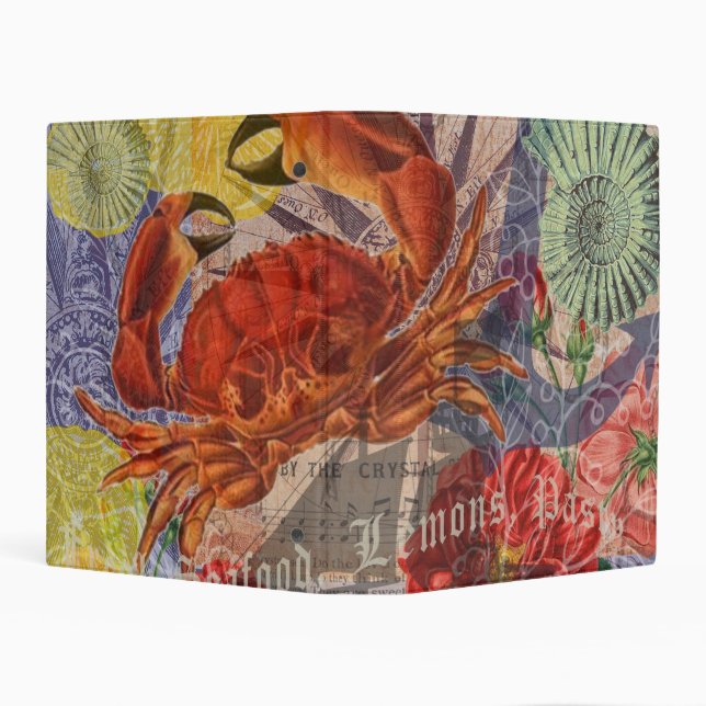 Crab Nautical Beach Seafood Art Mini Binder (Background)