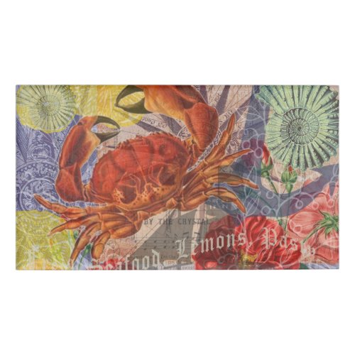 Crab Nautical Beach Seafood Art Name Tag