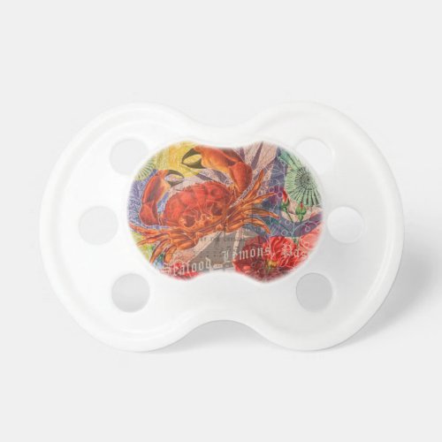 Crab Nautical Beach Seafood Art Pacifier