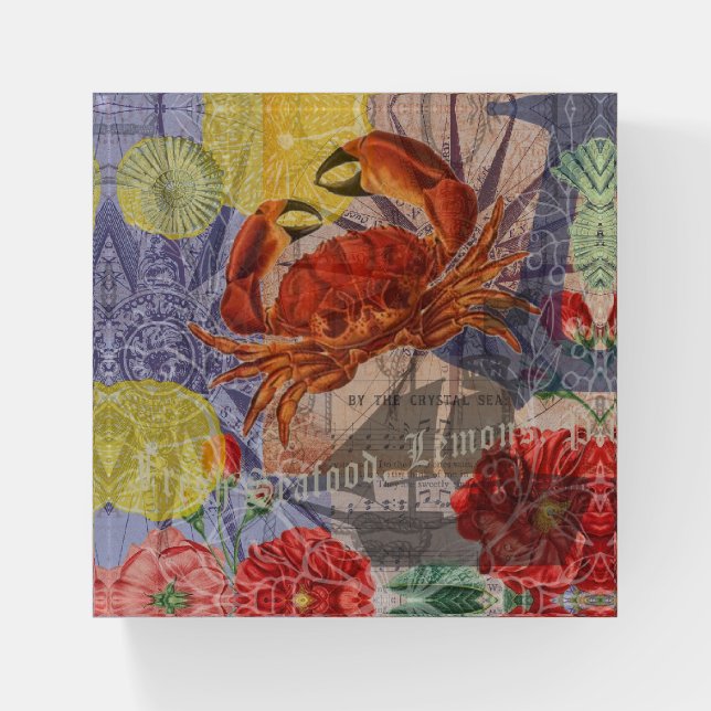 Crab Nautical Beach Seafood Art Paperweight (Front)