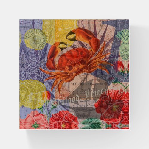 Crab Nautical Beach Seafood Art Paperweight