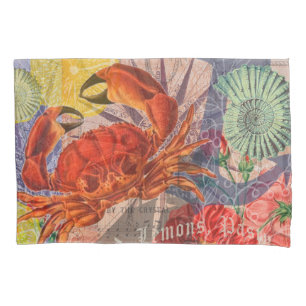 Crab Nautical Beach Seafood Art Pillow Case
