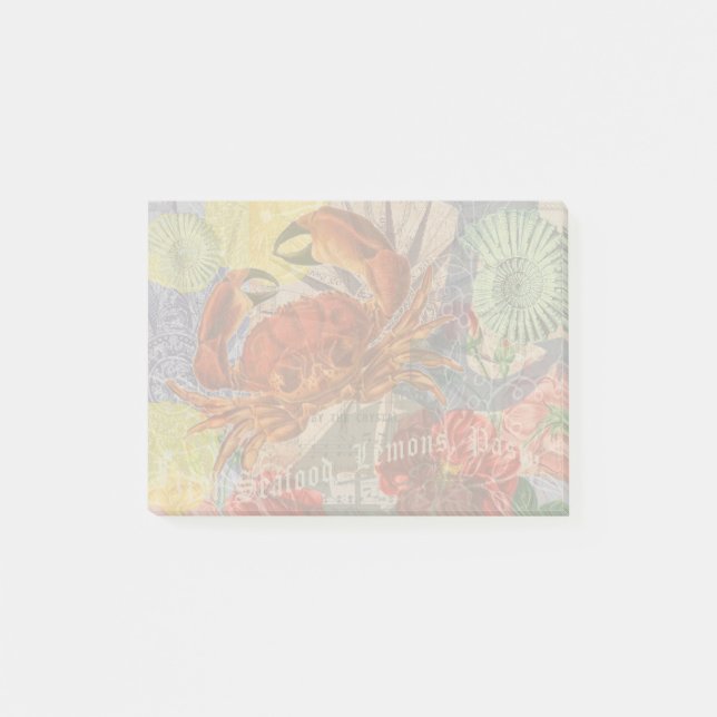 Crab Nautical Beach Seafood Art Post-it Notes (Front)