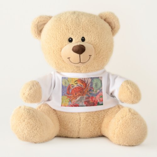 Crab Nautical Beach Seafood Art Teddy Bear