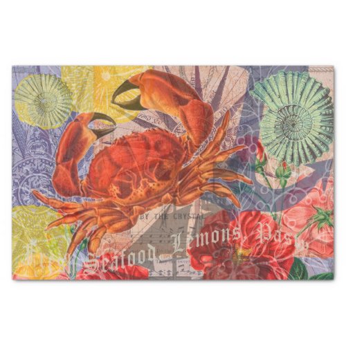 Crab Nautical Beach Seafood Art Tissue Paper