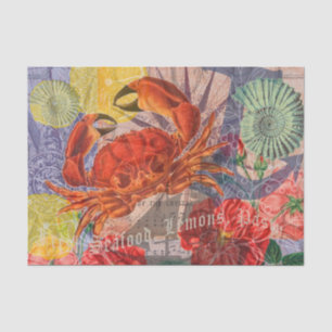 Crab Nautical Beach Seafood Art Tissue Paper