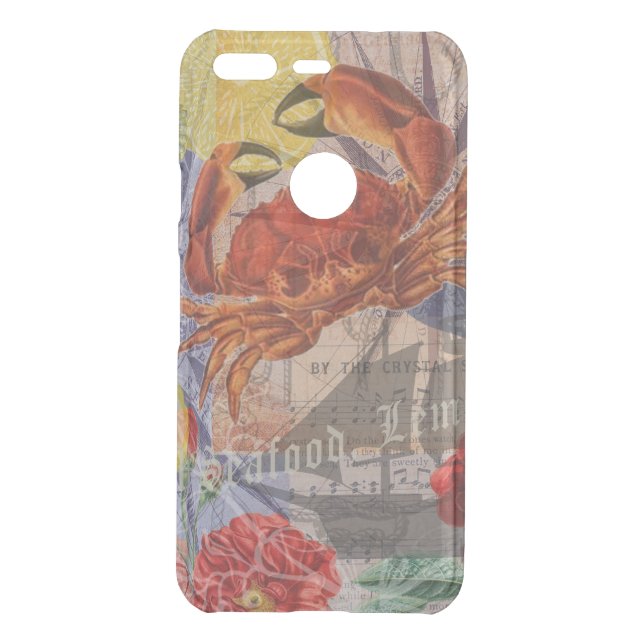 Crab Nautical Beach Seafood Art Uncommon Google Pixel Case (Back)