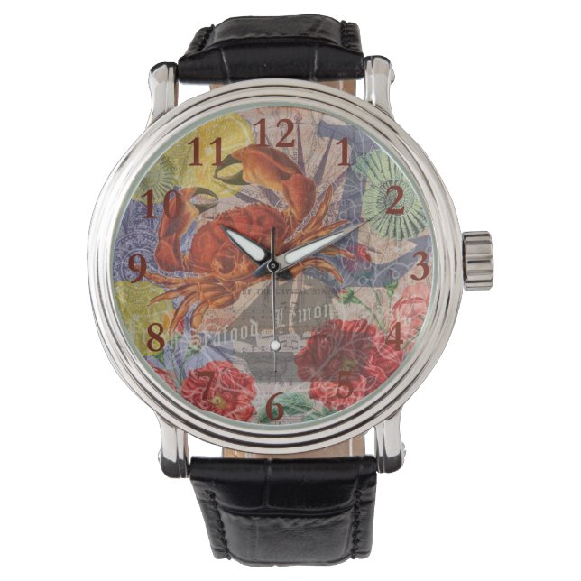 Crab Nautical Beach Seafood Art Watch (Front)
