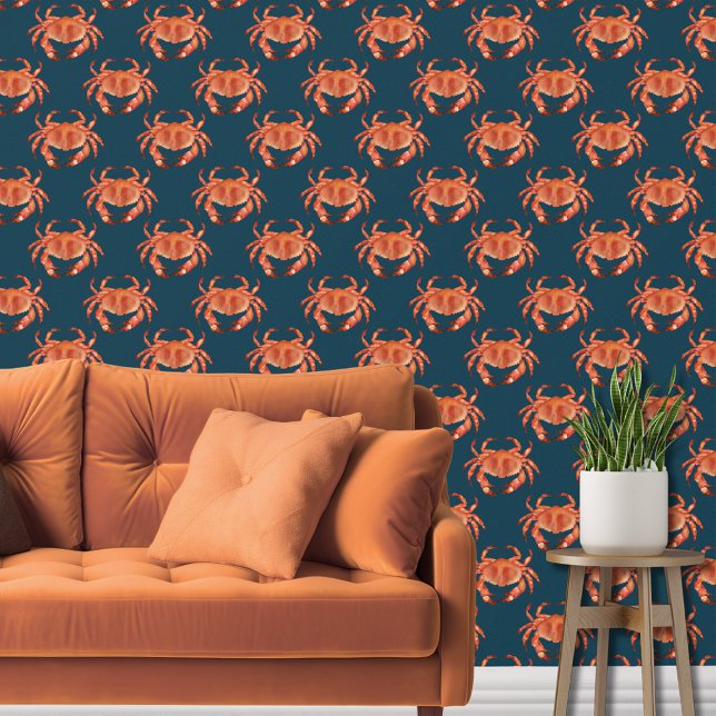 Crab nautical beach wallpaper  (Brown crab nautical wallpaper)