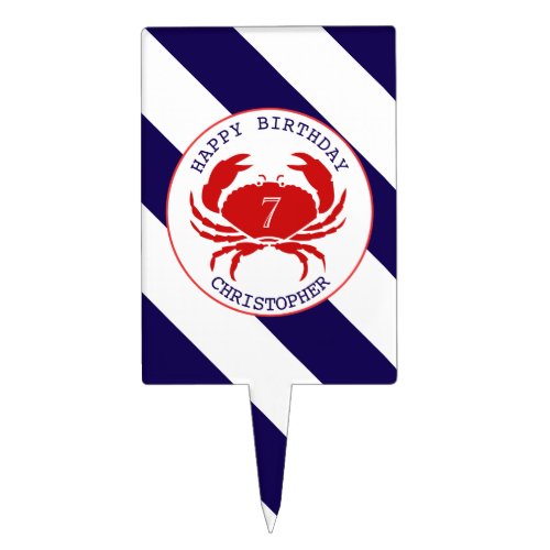 Crab Nautical Birthday Party Cake Topper