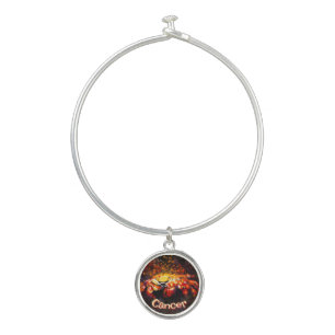 Crab Nautical Coastal Beach Cancer Personalized Bangle Bracelet