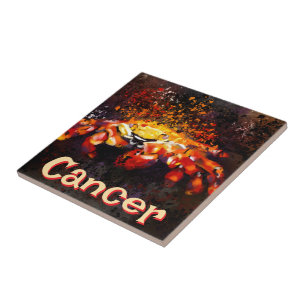Crab Nautical Coastal Beach Cancer Personalized Ceramic Tile