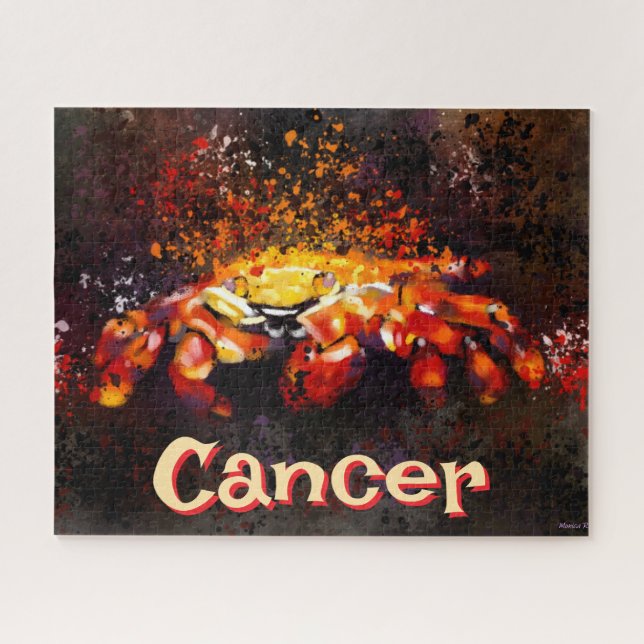 Crab Nautical Coastal Beach Cancer Personalized Jigsaw Puzzle (Horizontal)