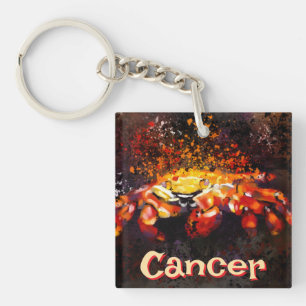 Crab Nautical Coastal Beach Cancer Personalized Keychain