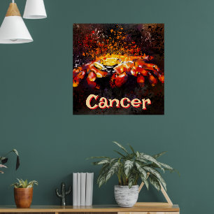 Crab Nautical Coastal Beach Cancer Personalized Poster