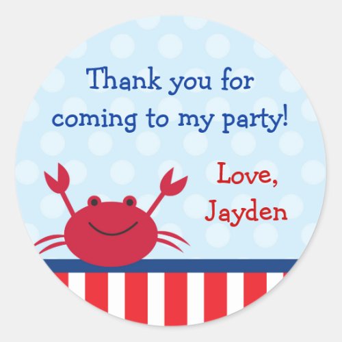 Crab Nautical Favor Stickers